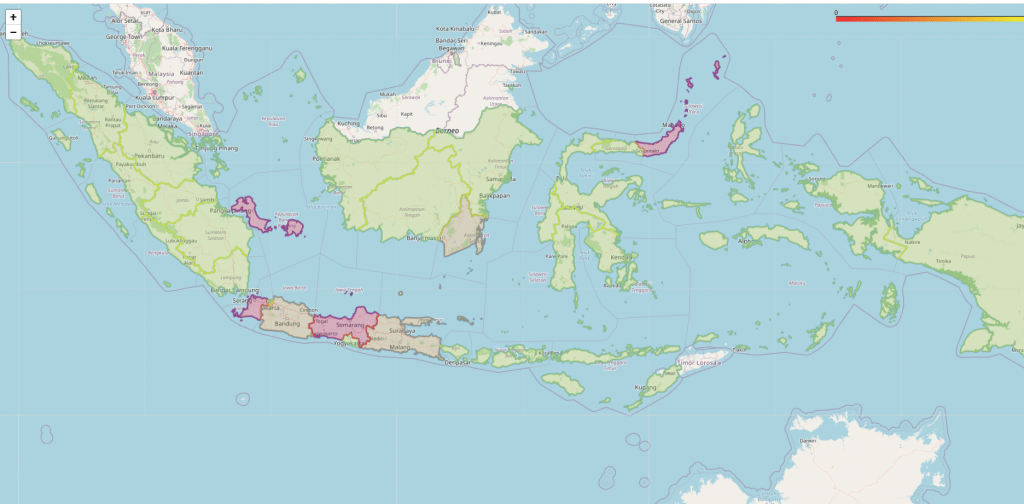 A risk map of Indonesia developed by Dara and her team.