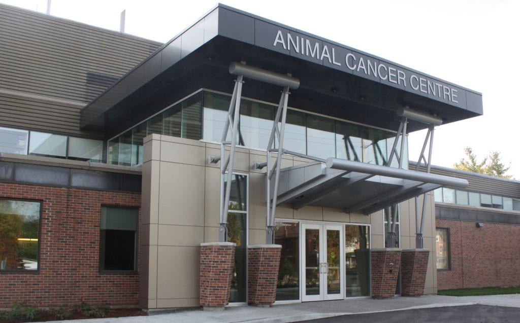 The exterior of the entrance to the Ontario Veterinary College's Animal Cancer Centre.